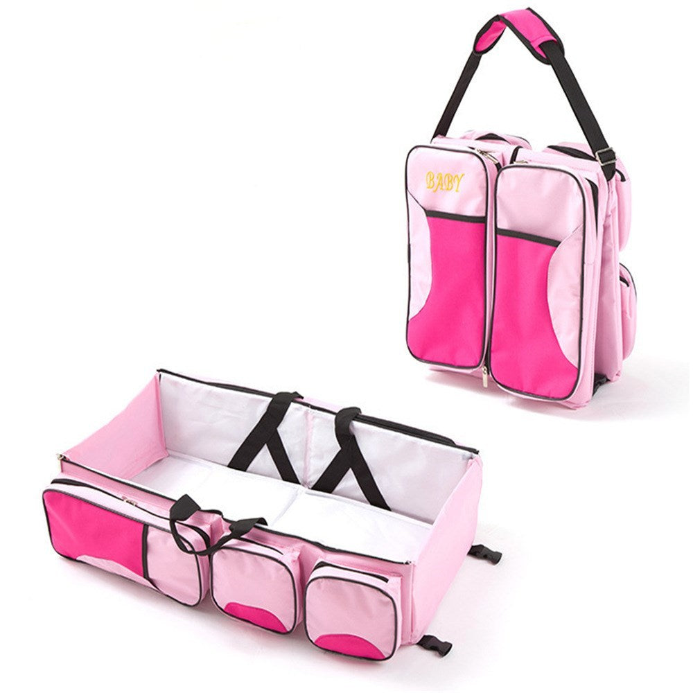 Portable Folding Baby Bed & Mommy Bag in One