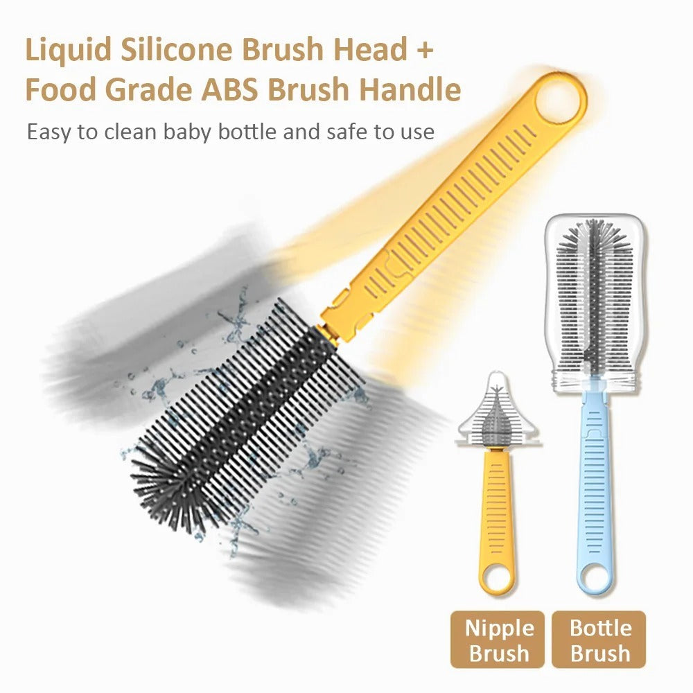 Safe & Gentle Silicone Baby Bottle Cleaning Brush Kit