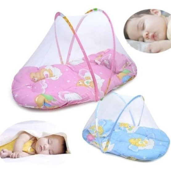 Portable Foldable Baby  Bed Dot Zipper Mosquito Net Tent Sleeping Cushion